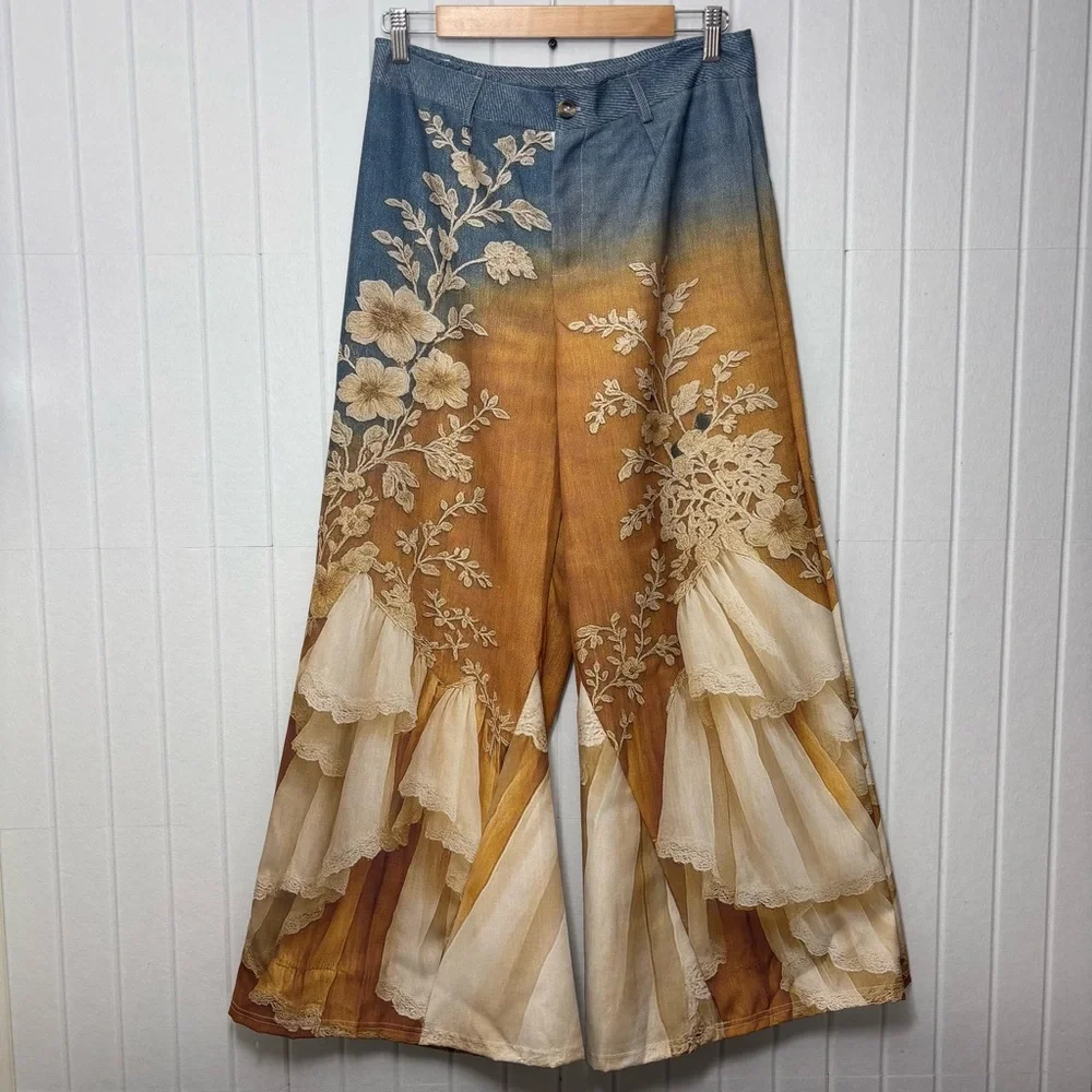 Floral Ombre Wide Leg Pants - Picture 1 of 11